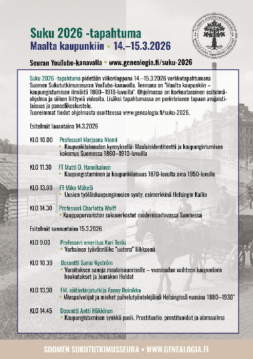 Suku 2026 tapahtuma Suomen Sukututkimusseura suku-2026-tapahtuma-suomen-sukututkimusseura